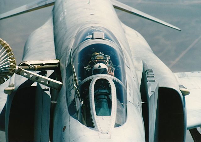 McDonnell Douglas F-4 Phantom 2 — - Pilot of F-4 waving at us in the refueling pod of a KC-10 over eastern New Mexico fall of 1985