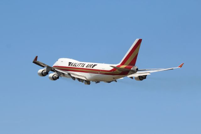 Boeing 747-400 (N710CK) - Miami (MIA). Kalitta Air flight K4539 climbs away from runway 27 departing for Santiago Arturo Merino Benítez (SCL). br /Taken from El Dorado Furniture Store, NW 72nd Avenue adjacent to runway 27/09 south of the airfieldbr /br /https://alphayankee.smugmug.com/Airlines-and-Airliners-Portfolio/Airlines/AmericasAirlines/Kalitta-Air-K4/br /br /2021 05 01