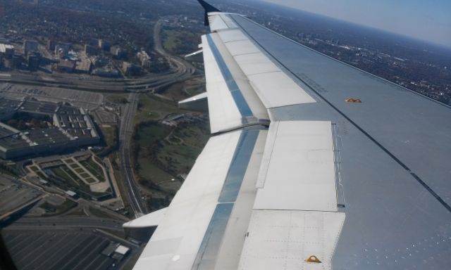 Airbus A319 — - Delta Airlines Take Off RWY01 A319-114 to KDTW (Below Pentagon)