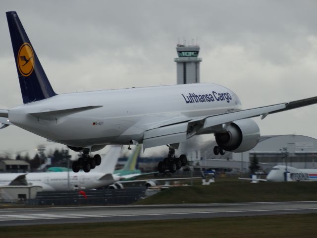 Boeing 777-200 (D-ALFC) - Brand new Luftansa Cargo 777 freighter on its Test flight at Boeing Everett WAbr /br /Watch some brand new Boeing jets herebr /a rel=nofollow href=http://www.youtube.com/user/OwnsGermanyhttp://www.youtube.com/user/OwnsGermany/a