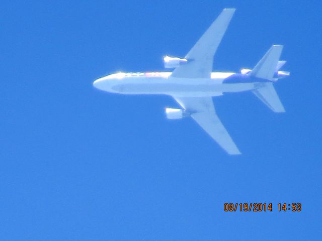 McDonnell Douglas DC-10 (N361FE) - FedEx flight 900 from MEM to SEA over Baxter Springs Ks (78KS)at 34k feet.