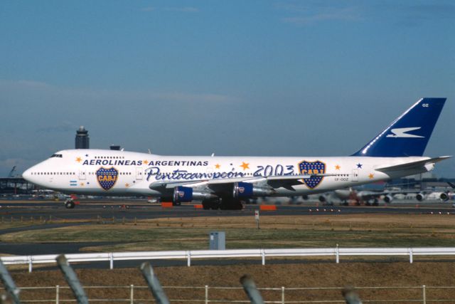 Boeing 747-200 (LV-OOZ) - Departure at Narita Intl Airport Rwy34L on 2003/12/16 " 2003 World Cup c/s "