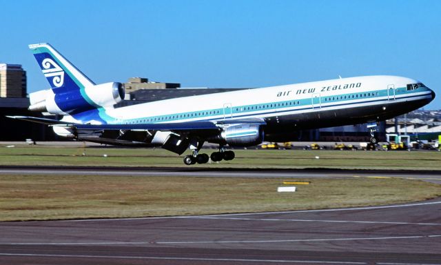 McDonnell Douglas DC-10 (ZK-NZP) - Lovely rare photo of this once magnificent aircraft touching down in Sydney R34L from NZAA. Air NZ had eight DC10-30 in there fleet sadly this one perished a year later after this photo on a sight seeing flight on 28 November 1979 with 257 passengers and crew aboard never to return. A well maintained aircraft known as the green and blue birds of the Pacific in there time. RIP to all aboard TE901