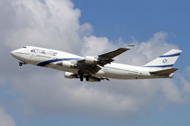 Boeing 747-400 (4X-ELC) - Picture date: 03/2015. Heavy T/O from runway 26, en-route to NYC.