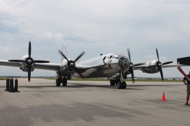 Boeing B-29 Superfortress (N69972) - Watching B-29 Doc pull in at New Century Air Center (KIXD) on Sunday, September 8, 2019.