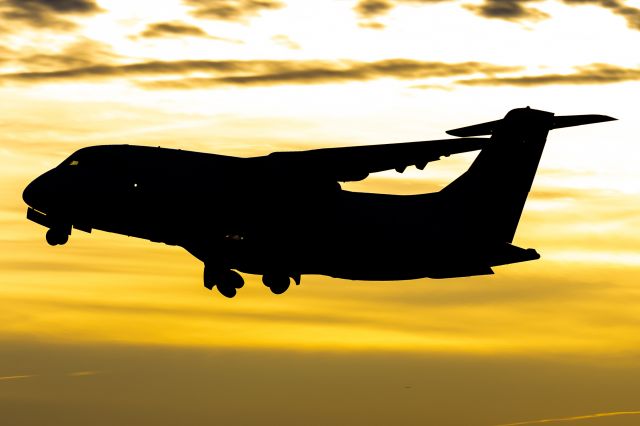 Fairchild Dornier 328JET (N359SK) - "Dork Jet" launching into the sunset with U Michigan's basketball team onboard. 