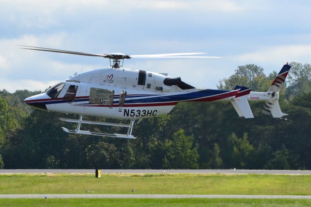 Bell 427 (N533HC) - JOE GIBBS RACING INC arriving at KJQF - 9/30/18  RE-REGISTERED as N595JG