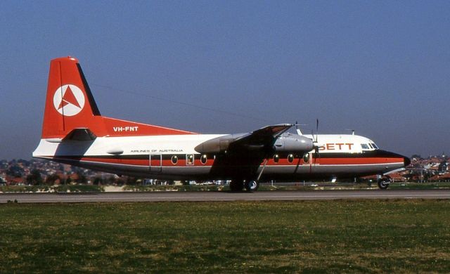 FAIRCHILD HILLER FH-227 (VH-FNT) - Ansett Airlines F27-400 VH-FNT at Sydney Airport in 1982