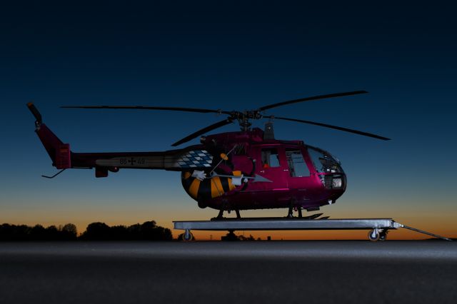 PADC BO-105 (SP-YXR) - sunset shooting. the last operated helicopter of this type in the german army. now in privat operation.