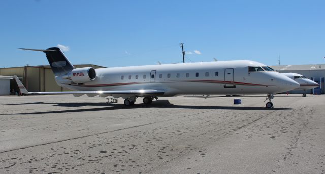 Canadair Regional Jet CRJ-200 (N141SH) - A Canadair CL-600-2B19 of Stewart-Haas Racing on the ramp at Anniston Regional Airport, AL - May 6, 2017.