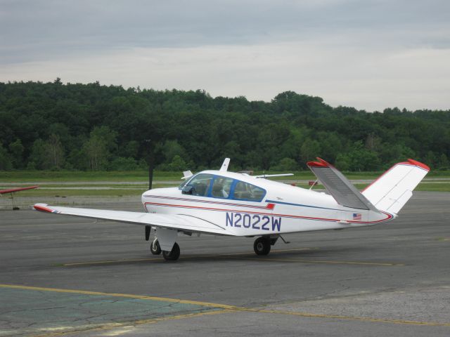 Beechcraft 35 Bonanza (N2022W) - Parked on the transient ramp after arriving from Mansfield, MA. (1B9).