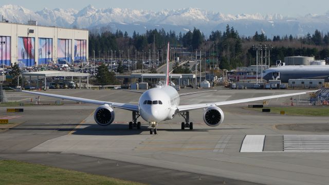 Boeing 787-9 Dreamliner (TC-LLK) - BOE230 taxis from the Boeing North ramp onto Rwy 16R for a high speed braking test on completion of its B1 flight on 2.18.20. (ln 979 / cn 65811).