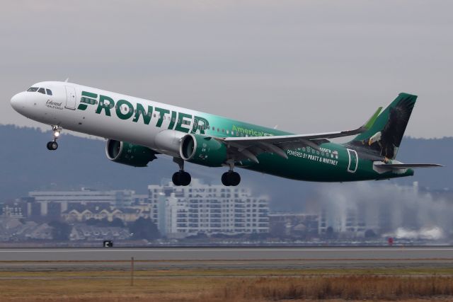 Airbus A321 (N605FR) - 'Edward the Bald Eagle' departing to Orlando