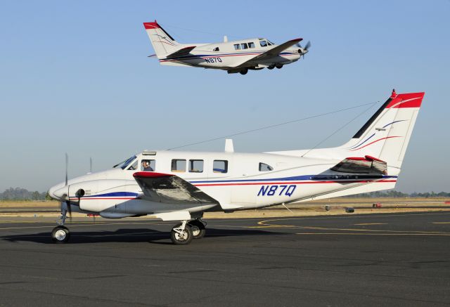 Beechcraft King Air 90 (N87Q) - Beechcraft King Air 90 taxiing out to and departing from runway three-zero, Merced Regional Airport (KMCE)