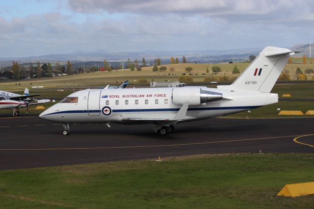 Canadair Challenger (A37001) - Taxiing to Apron YBTH after flight from QLD 