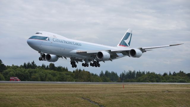 BOEING 747-8 (B-LJI) - BOE559 on final approach to runway 34L to complete a flight test on 8/23/12. (LN:1460 c/n 39247)