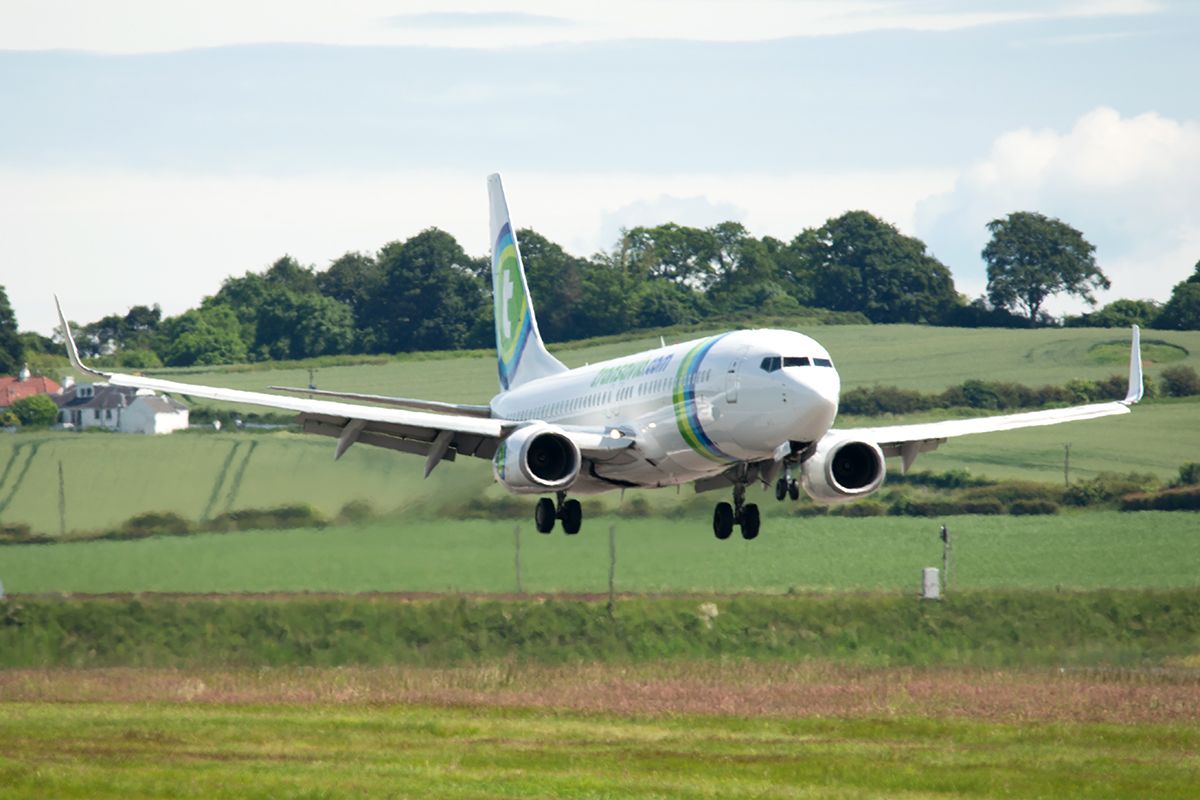 Boeing 737-700 (PH-HZK) - Standing in for the KLM flight landing @ Edinburgh airport photo taken from Almondbank