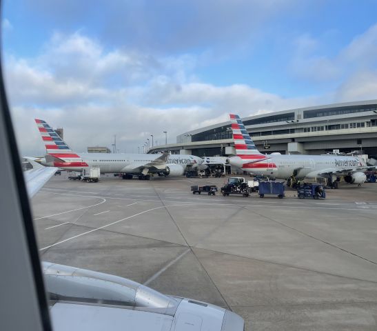Boeing 787-9 Dreamliner (N823AN) - N823AN seen preparing for a flight from KDFW.  Airbus A321-231, tail number N921US is also seen on the right.