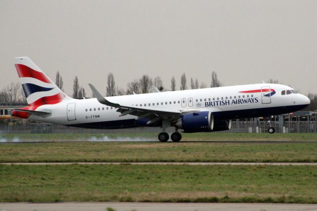 Airbus A320neo (G-TTNM) - Touching down on rwy 09L on 31-Jan-21 operating flight BAW2585 from LIPZ.