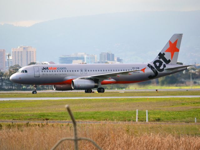 Airbus A320 (VH-VQW) - On taxi-way heading for Terminal 1, after landing on runway 23.  Wednesday 4th July 2012.