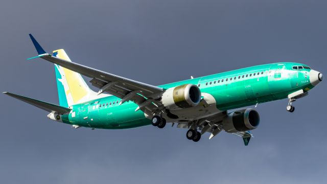 Boeing 737 MAX 8 (9V-MBG) - 9V-MBG with temp reg N1799B coming into KPDX as BOE207 to be painted for Silk Air. ln 7436 / cn 44251