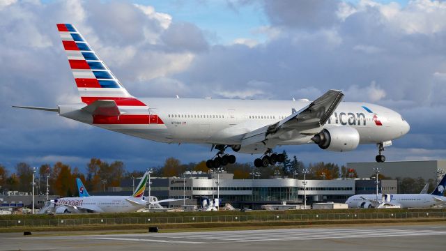 Boeing 777-200 (N774AN) - AAL9650 from KDFW on final to Rwy 16R on 11.17.17. (ln 208 / cn 29581). The aircraft will undergo maintenance at ATS.