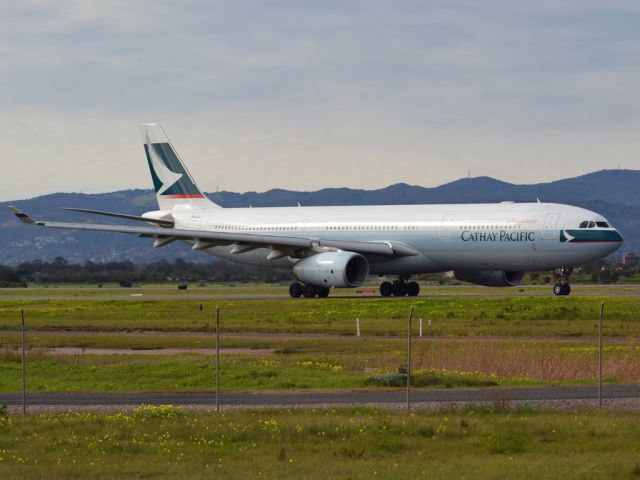 Airbus A330-300 (B-LAJ) - On taxi-way heading for take off on runway 05, for flight home to Hong Kong via Melbourne. Thursday 12th July 2012.