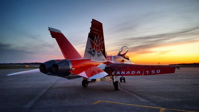 McDonnell Douglas FA-18 Hornet (18-8734) - CF-18 Hornet at sunset, painted to celebrate Canadas 150th Birthday