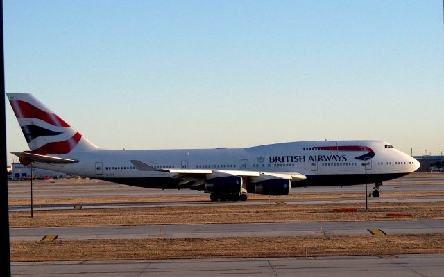 Boeing 747-200 (G-CIVV) - A pleasant afternoon at gate F-25.  Sadly we won't be seeing much of the "Queen of the Skies" from now on.