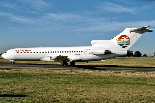 VH-RMN — - POLYNESIAN AIRLINES - BOEING 727-277/ADV - REG : VH-RMN (CN 21695/1481) - KINGSFORD SMITH SYDNEY NSW. AUSTRALIA - YSSY 28/6/1988 35MM SLIDE SCANNED WITH A EPSON PERFECTION V700 FLATBED SCANNER.