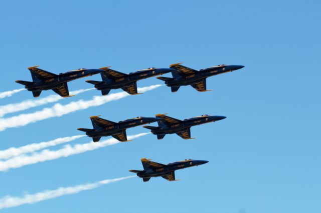 McDonnell Douglas FA-18 Hornet — - Blues passing over the campground.