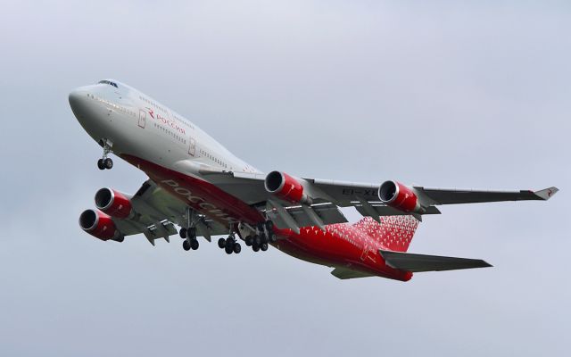 Boeing 747-400 (EI-XLG) - rossiya b747-446 ei-xlg dep shannon for cambridge for interior fitting 19/10/16.