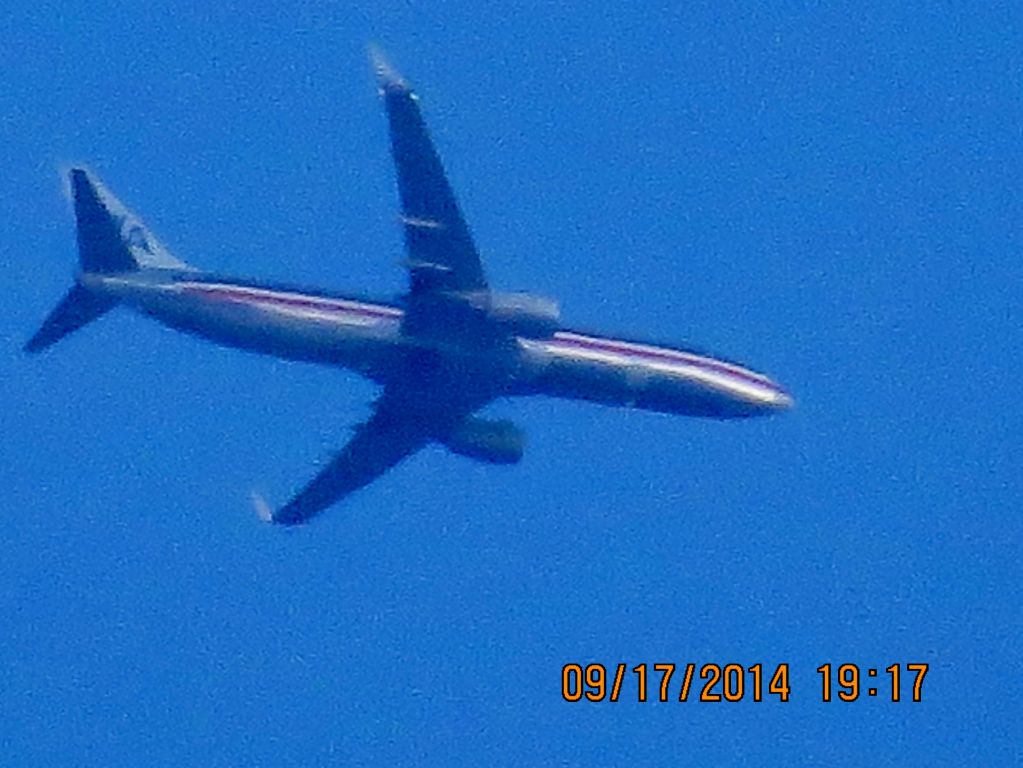 Boeing 737-800 (N858NN) - American Airlines flight 1611 from ORD to Tulsa over Baxter Springs Kansas (78KS) at 22,450 feet.