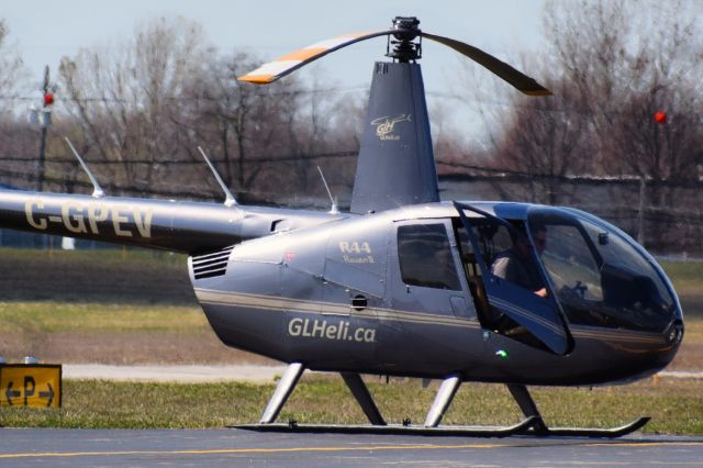 Robinson R-44 (C-GPEV) - Robinson R-44 Raven II operated by Great Lakes Helicopter preparing to head back to Hamilton (CYHM) from the Buffalo Niagara International Airport (KBUF)