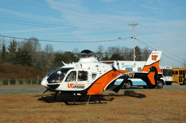 N135UT — - University of Tennessee's LifeStar at a landing zone in Murphy, NC