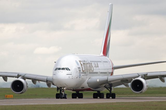 Airbus A380-800 (A6-EDS) - UAE18, the early afternoon flight to Dubai ready to depart