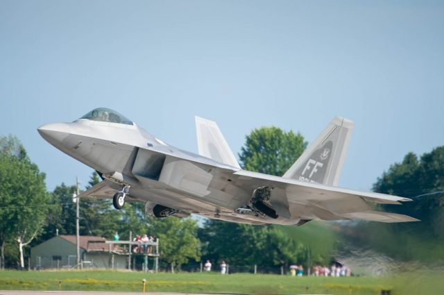 Lockheed F-22 Raptor — - Having an F-22 as Entertainment for Your Afternoon Gathering Is    Priceless. Only at the Worlds Greatest Aviation Celebration - AirVenture Oshkosh 08.