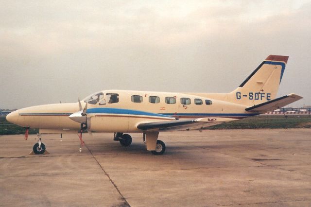 Cessna Conquest 2 (G-SOFE) - Seen here in Feb-88.br /br /Transferred to USA 5-Mar-90 as N26226,br /then reregistered VH-FMQ 29-May-90.