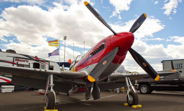 NL151D — - Its that time of year!  The National Championship Air Races in Reno are underway!br /"Sparky," a North American P-51D Mustang owned by Steve and Brant Seghetti of Vacaville, CA., is seen here in the pits.br /*  Reg. NL151D, formerly AAF 44-72777.  Piloted by Brant Seghetti.