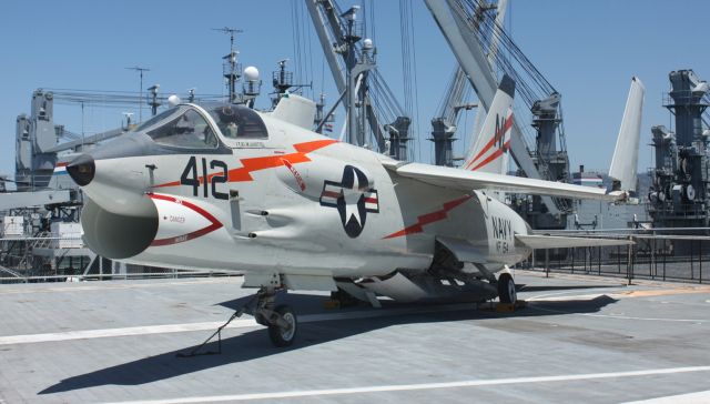 LTV F-8 Crusader (14-3703) - On flight deck of USS HORNET CV-12 (Retired) US NAVY .. Alameda, Ca  06-17-2013