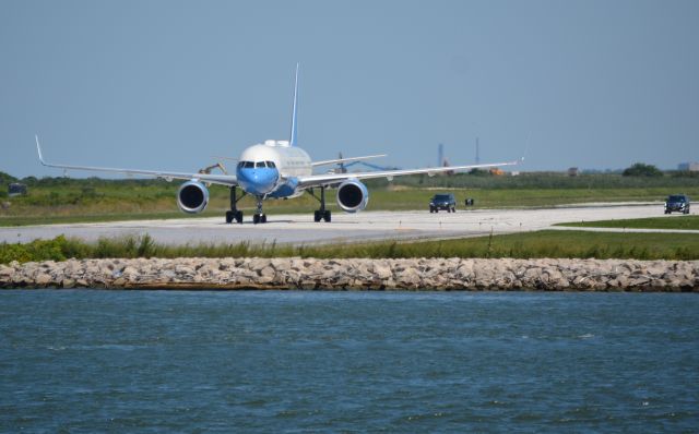 Boeing 757-200 (N90015) - Air Force One and President Trump  Arrive at Burke Lakefront Airport  Cleveland OH. 1:22pm. 08.06.2020