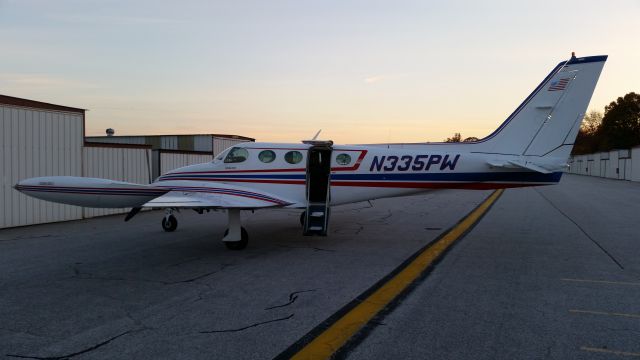 Cessna 335 (N335PW) - Sunset at the Hangers at Martin State Airport in November