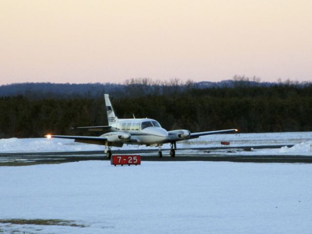 Piper Navajo (N56PC) - Evening landing of Navajo N56PC at Boscobel Wisconsin.