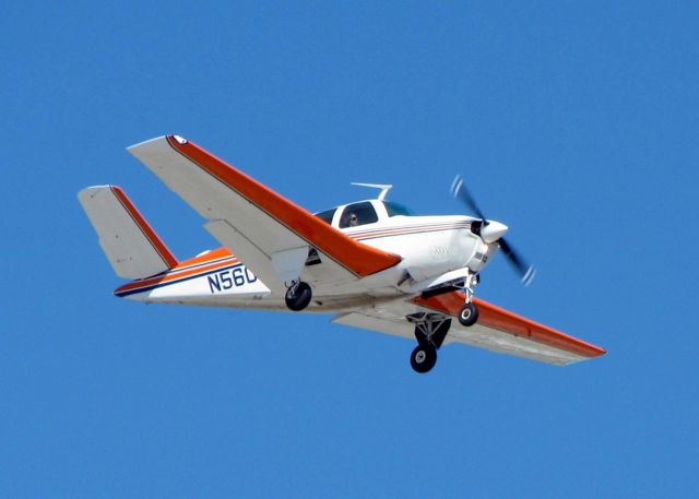 Beechcraft 35 Bonanza (N5604S) - 1966 Beech V35 landing at Shreveport's Downtown Airport.