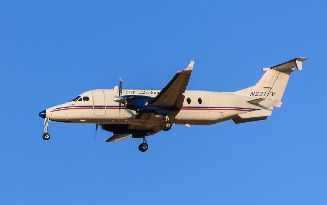 Beechcraft 1900 (N231YV) - Great Lakes flight ZK 2990 is seconds from landing at Thief River Falls Regional Airport ahead of schedule at 1848.