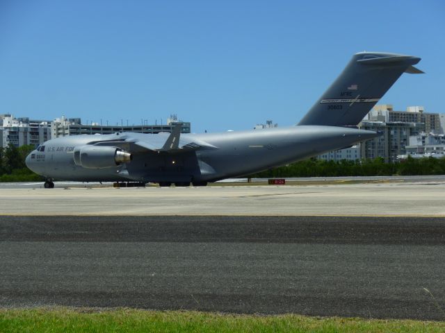 Boeing Globemaster III (N30603) - Aircraft taxiing on taxiway Sierra for departure from RWY 8