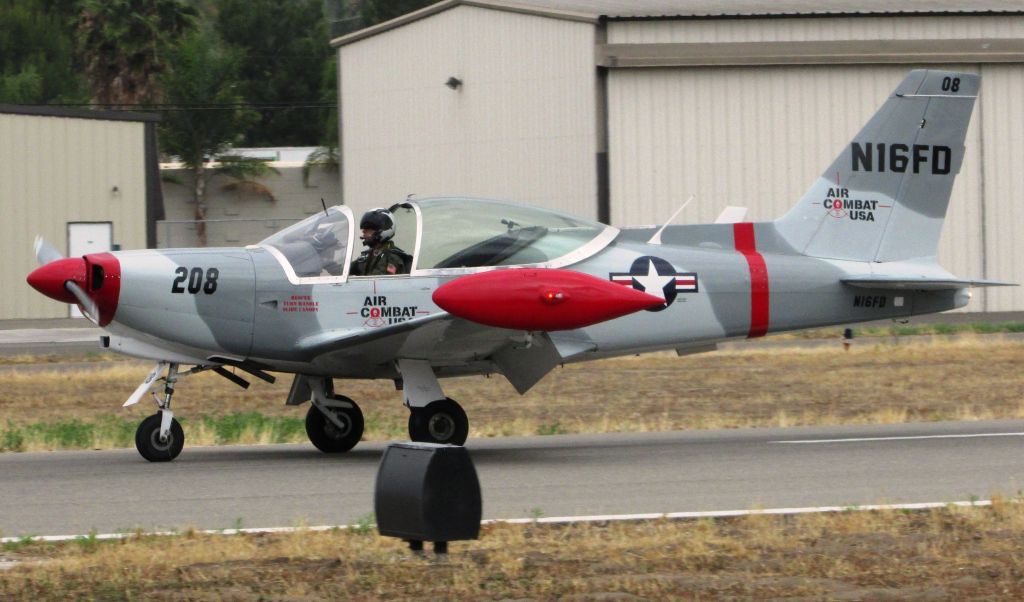 SIAI-MARCHETTI SF-260TP (N16FD) - Landing after opening flyover for Fullerton Airport day 5.9.2015.
