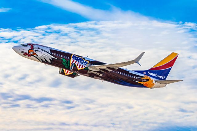 Boeing 737-800 (N8619F) - Southwest Airlines 737-800 in Illinois One special livery taking off from PHX on 11/28/22. Taken with a Canon 850D and Tamron 70-200 G2 lens.