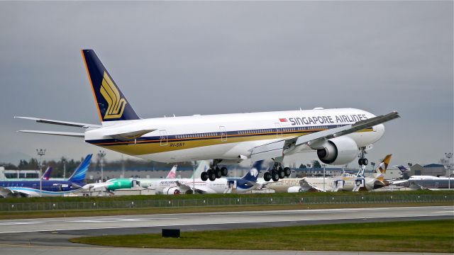 BOEING 777-300 (9V-SWY) - BOE294 on final to Rwy 16R to complete a flight test on 11/20/14. (ln 1250 / cn 42238).