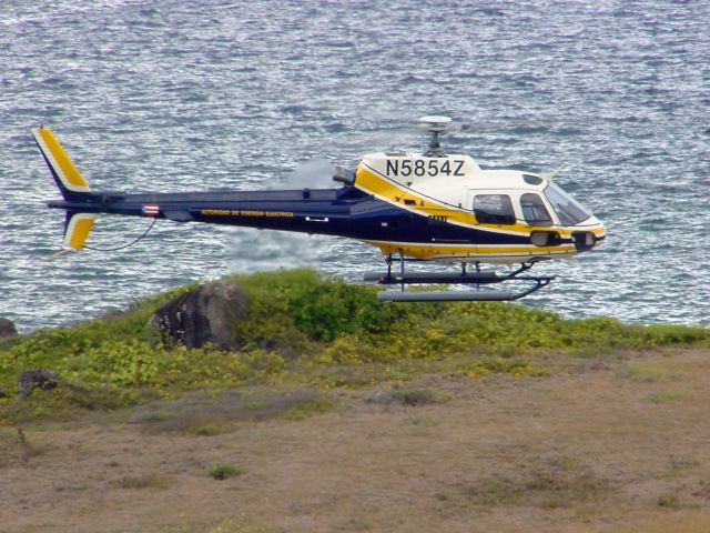 N5854Z — - EUROCOPTER ASTAR AS350B2 USED FOR OFF SHORE CORPORATE TRANSPORTATION TO DIFFERENT ISLANDS AND REMOTE SITES ON THE WEST COAST PUERTO RICO.    ALSO IS USED FOR EXTERNAL LOAD, POWER LINE INSPECTIONS, CORPORATE TRANSPORTATION, SCIENTIFIC RESEARCH, MOVIE FILMING, FIREFIGHTING AND PRECISION INFRASTRUCTURE CONSTRUCTION.  EXTERNAL LOAD CAPACITY UP TO 1,800POUNDS  OPERATED BY PREPA CORPORATE AIR OPERATIONS DEPARTMENT UNDER TITLE 14, PART91, PART 133 AND AC00.1-1 PUBLIC AIRCRAFT  FOR MORE INFORMATION OR REQUESTING FOR CONTRACT OUR SERVICES CONTACT US AT:  TEL. 787.289.3484  TEL2. 787.289.3483  E-MAIL: R-CALDAS-DSAD@PREPA.COM    SINCE 1954 WITH AN UNBEATABLE 0 FATAL ACCIDENT RECORD; MEMBER OF HELICOPTER ASOCIATION INTERNATIONAL (HAI) AND HELICOPTER FOUNDATION INTERNATIONAL (HFI)    OPERATED BY: AUTORIDAD DE ENERGIA ELECTRICA DE PUERTO RICO/ PUERTO RICO ELECTRIC POWER AUTHORITY